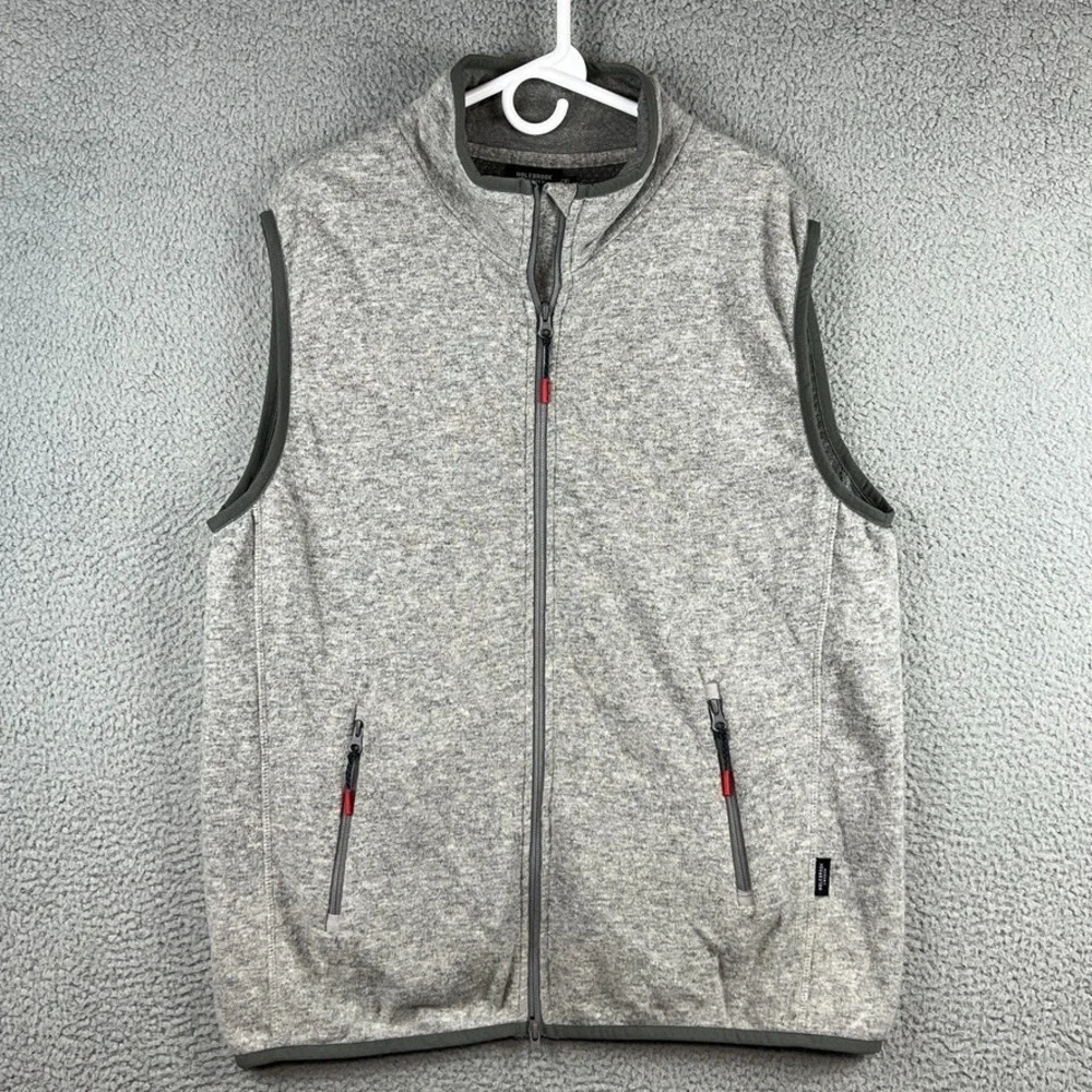 Holebrook Sweden Vest Men's XXL Heather Grey Wool Blend Full‎ Zip Zipped Pockets